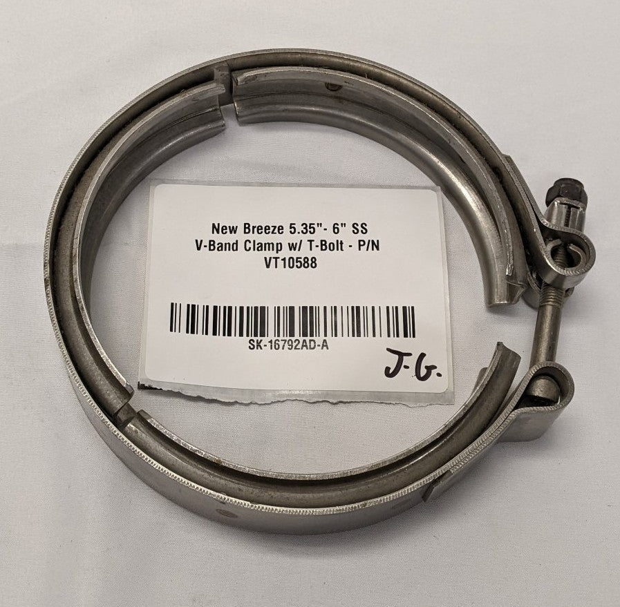 New Breeze 5.35"- 6" SS V-Band Clamp w/ T-Bolt - P/N VT10588