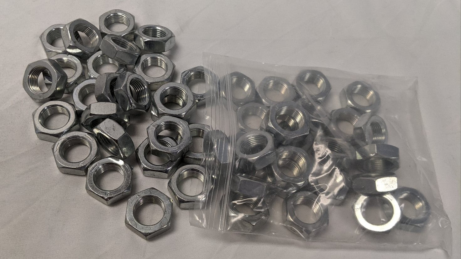 3/4"-16 Grade 5 Jam Nuts - Lot of 50 - Zinc Coated Steel Fine Thread