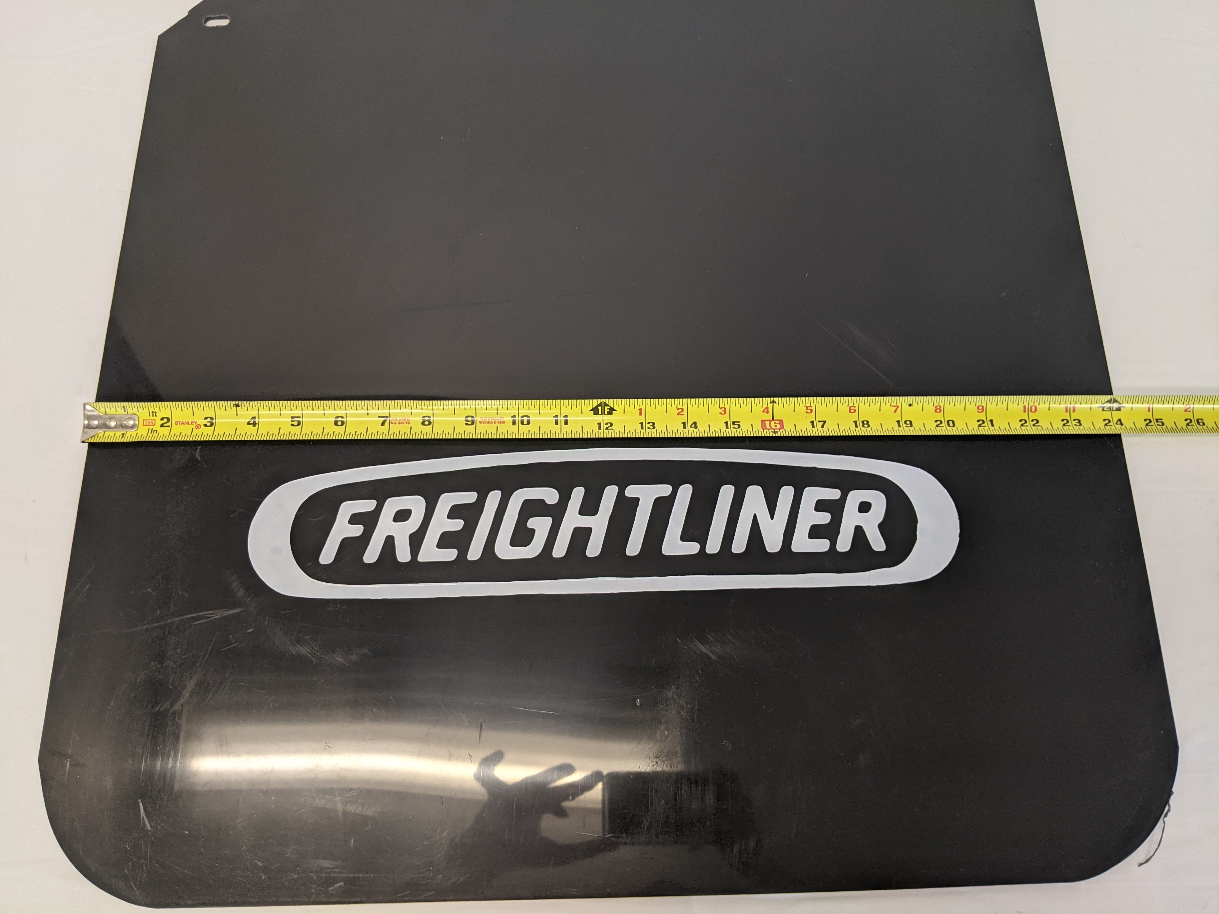 Freightliner LH Rear Black Plastic Mud Flap w/ Logo - P/N 22-69608-252