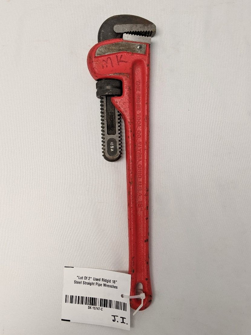 *Lot Of 2* Used Ridgid 18" Steel Straight Pipe Wrenches
