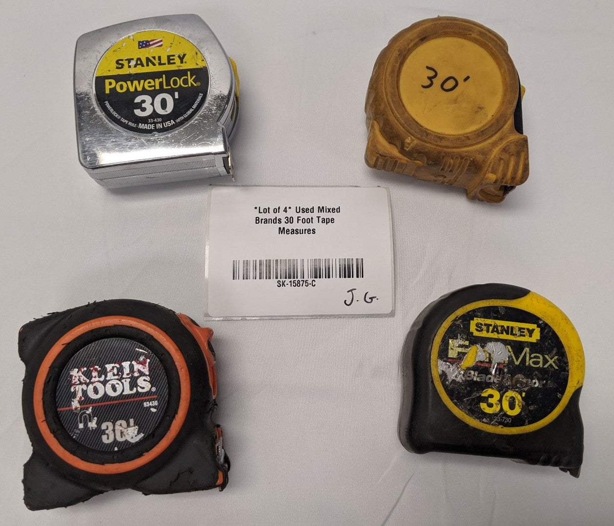 30 Foot Tape Measures | Lot of 4 | Stanley PowerLock FatMax Klein | Used