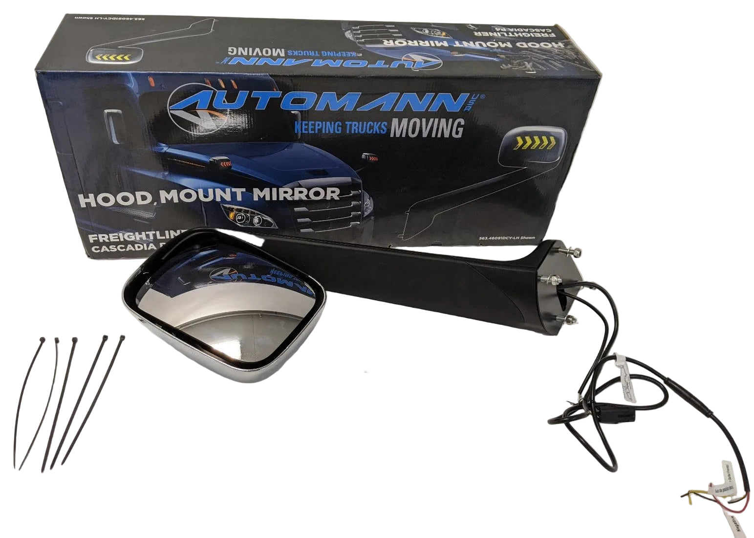 Freightliner Cascadia P4 RH Chrome Hood Mirror - P/N 563.46092DCY