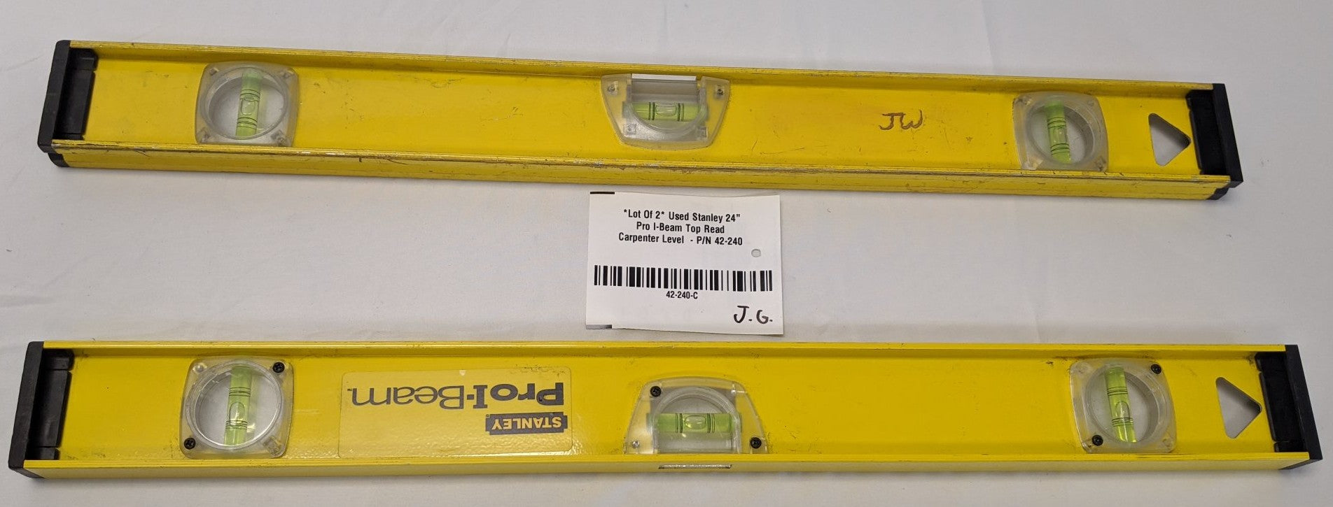 Stanley Pro Carpenter Level 24" Top Read Lot of 2 - I-Beam Aluminum 42-240
