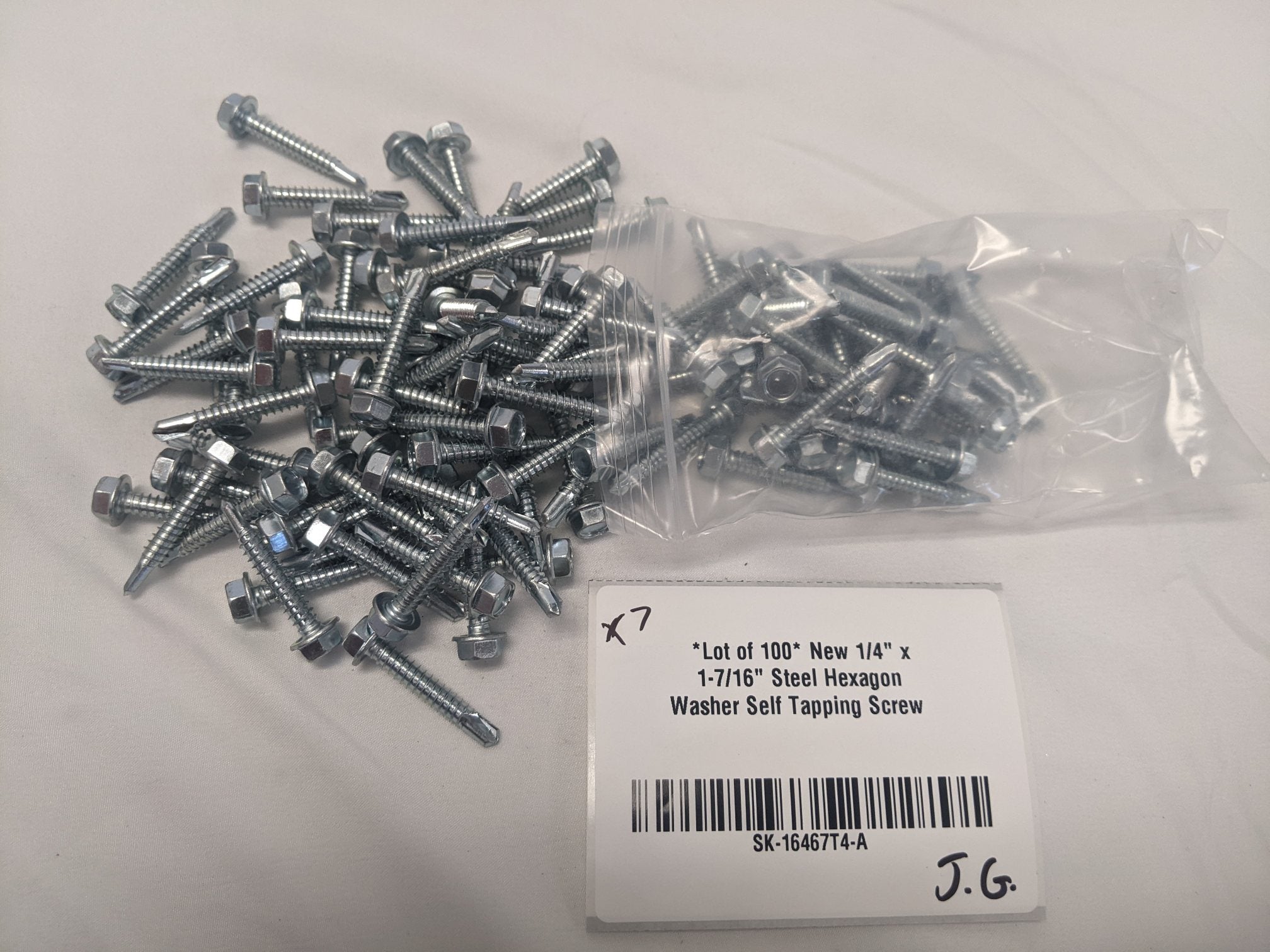 *Lot of 100* New 1/4" x 1-7/16" Steel Hexagon Washer Self Tapping Screw