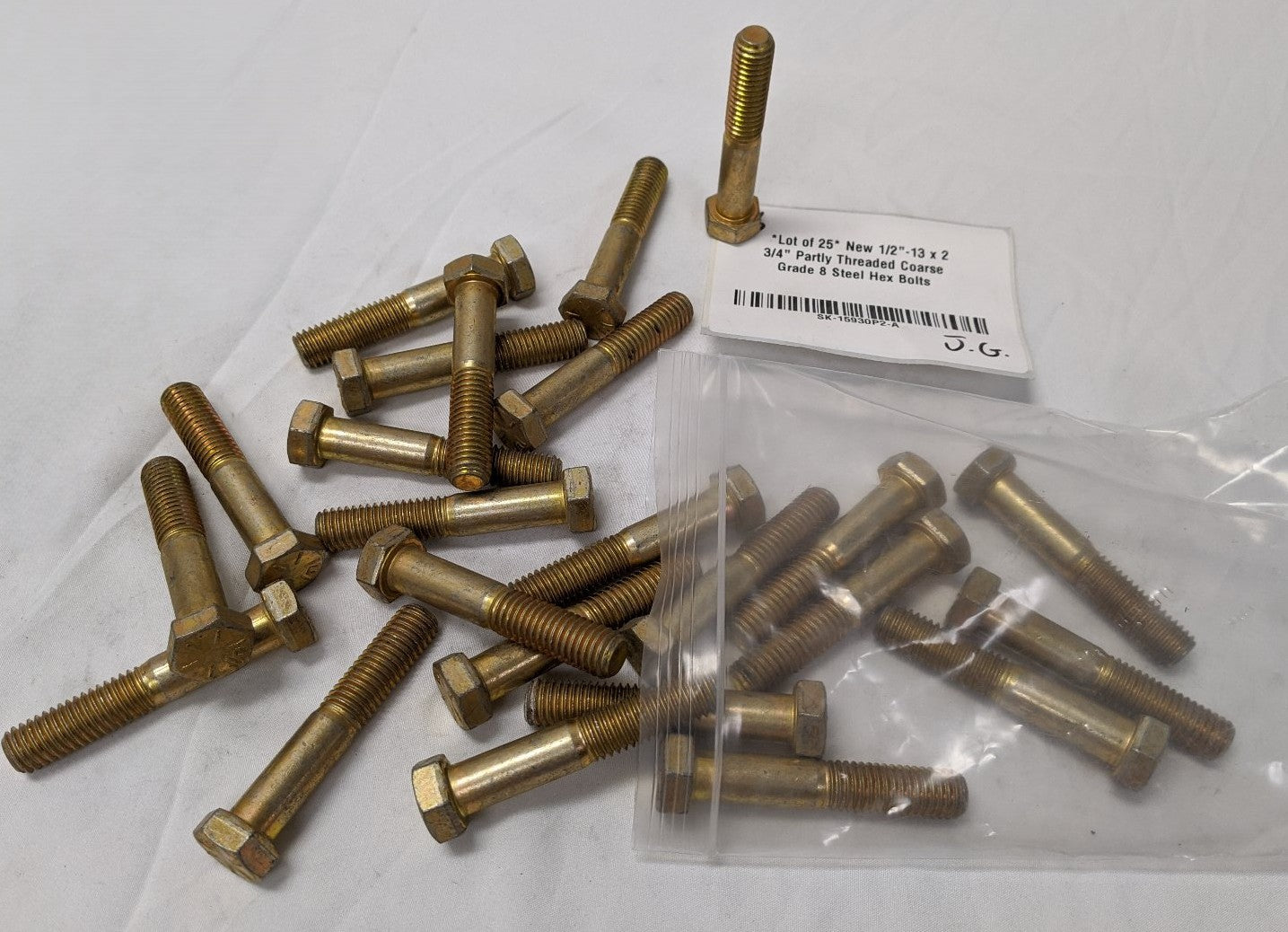 *Lot of 25* New 1/2"-13 x 2 3/4" Partly Threaded Coarse Grade 8 Steel Hex Bolts