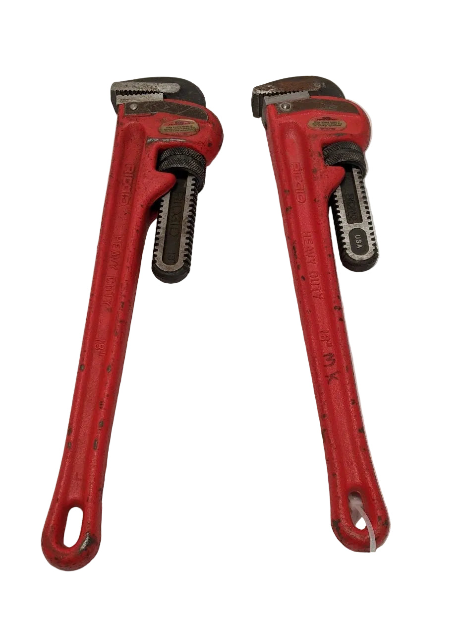 *Lot Of 2* Used Ridgid 18" Steel Straight Pipe Wrenches