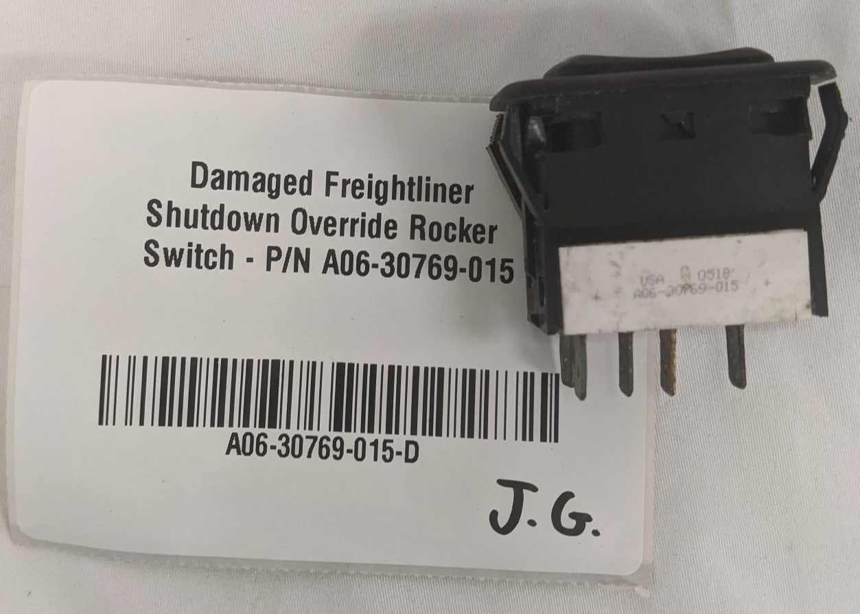 Damaged Freightliner Shutdown Override Rocker Switch - P/N A06-30769-015