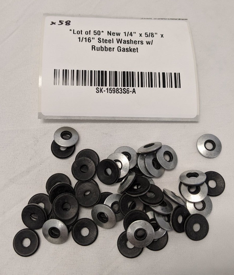 *Lot of 50* New 1/4" x 5/8" x 1/16" Steel Washers w/ Rubber Gasket
