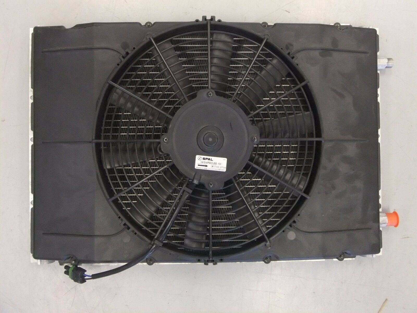 Damaged Evans AC Condenser with SPAL 12V Fan--P/N  22-62285-000, VA10-AP50/C 25S (3965134110806)