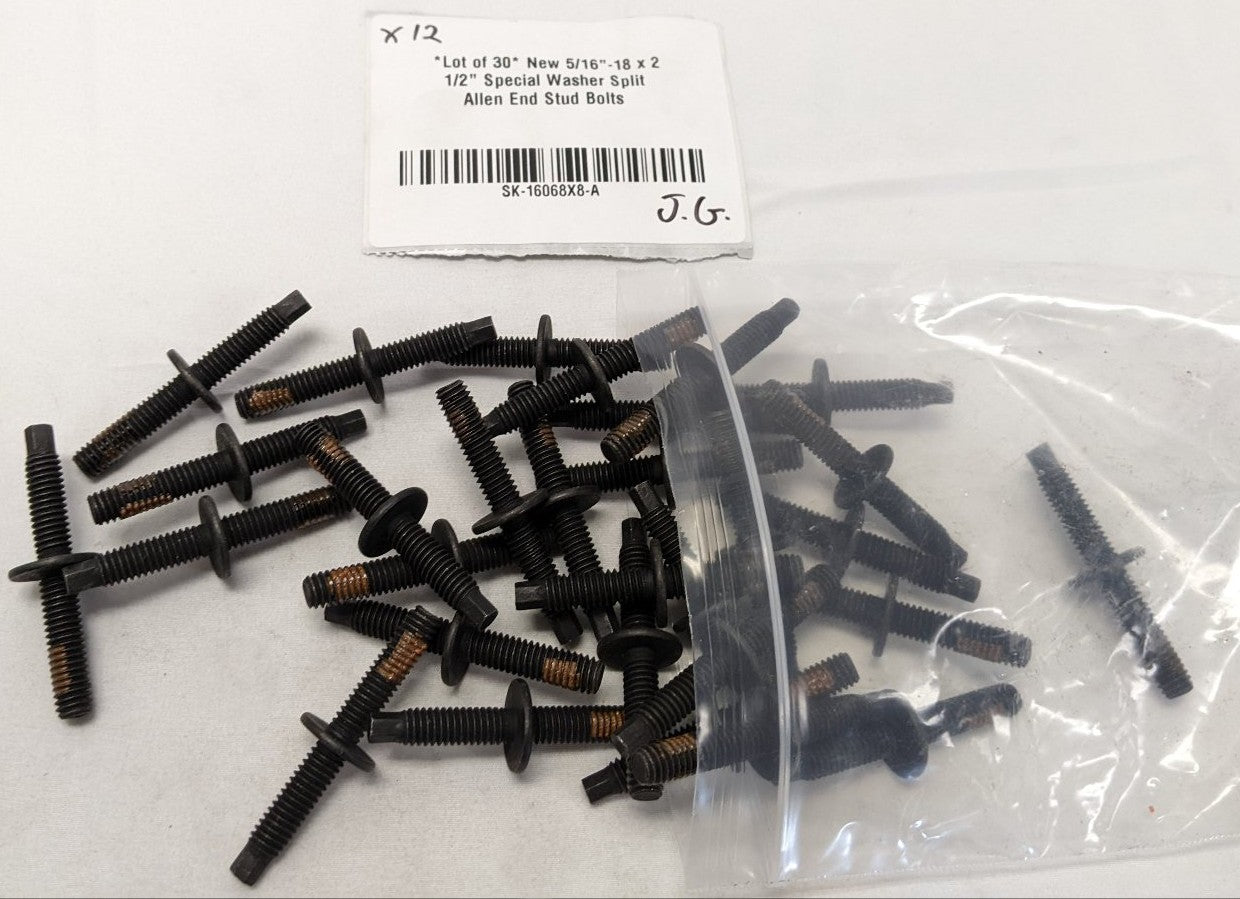 *Lot of 30* New 5/16"-18 x 2 1/2" Special Washer Split Allen End Stud Bolts
