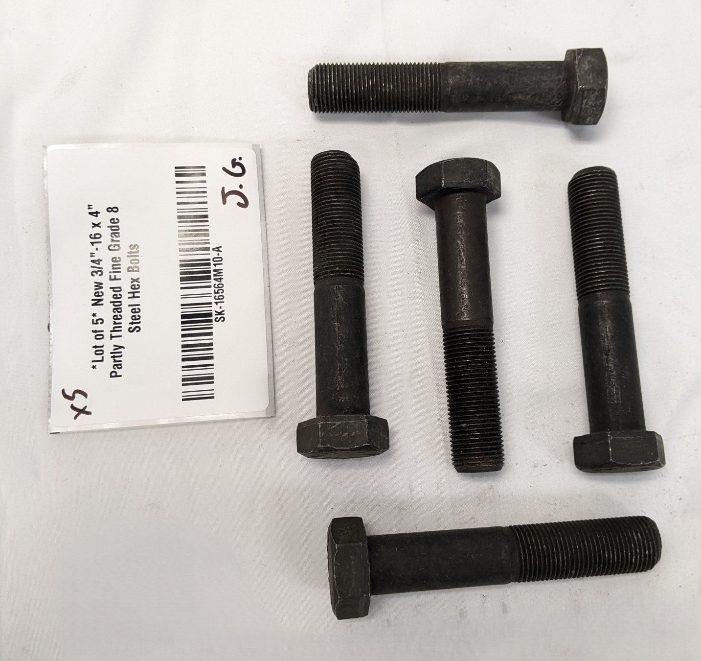 *Lot of 5* New 3/4"-16 x 4" Partly Threaded Fine Grade 8 Steel Hex Bolts