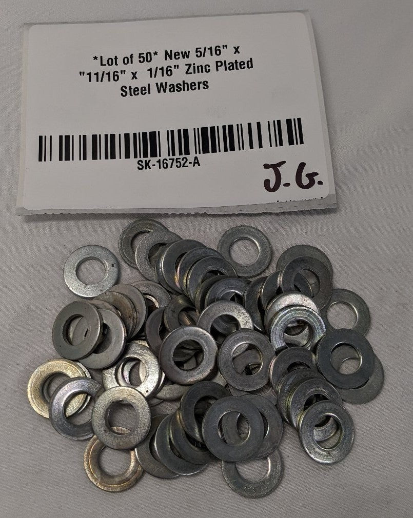 *Lot of 50* New 5/16" x "11/16" x  1/16" Zinc Plated Steel Washers