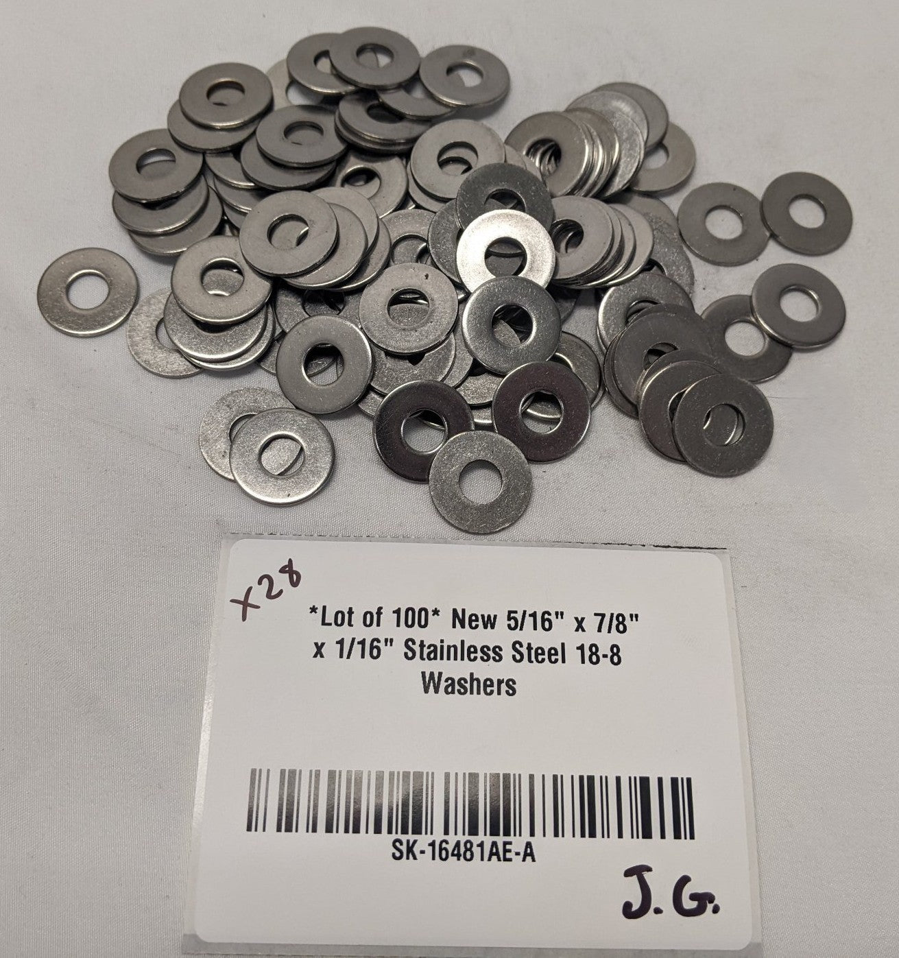 *Lot of 100* New 5/16" x 7/8" x 1/16" Stainless Steel 18-8 Washers