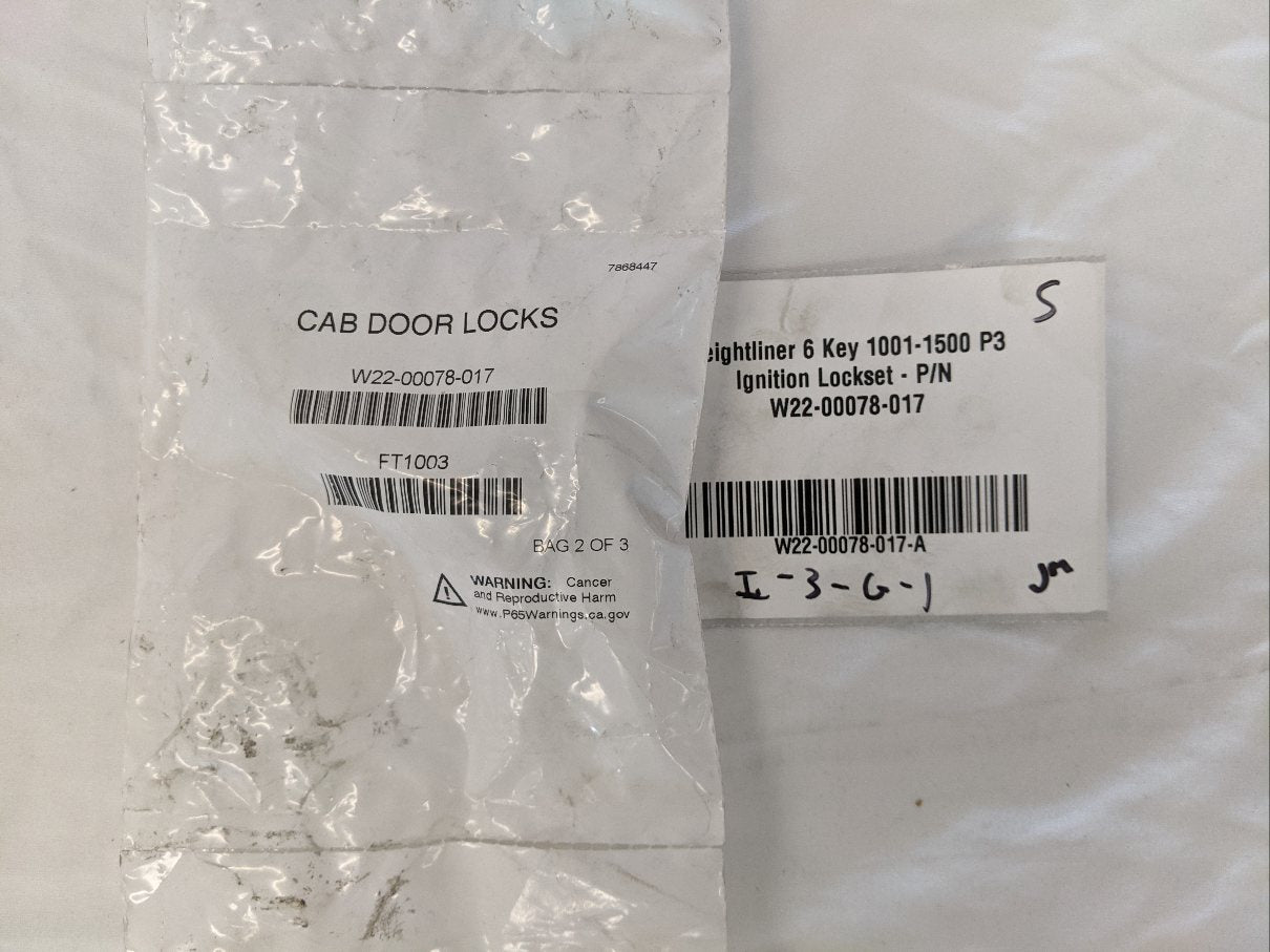 Freightliner 6 Key 1001-1500 P3 Ignition Lockset - P/N W22-00078-017 (10162835194172)
