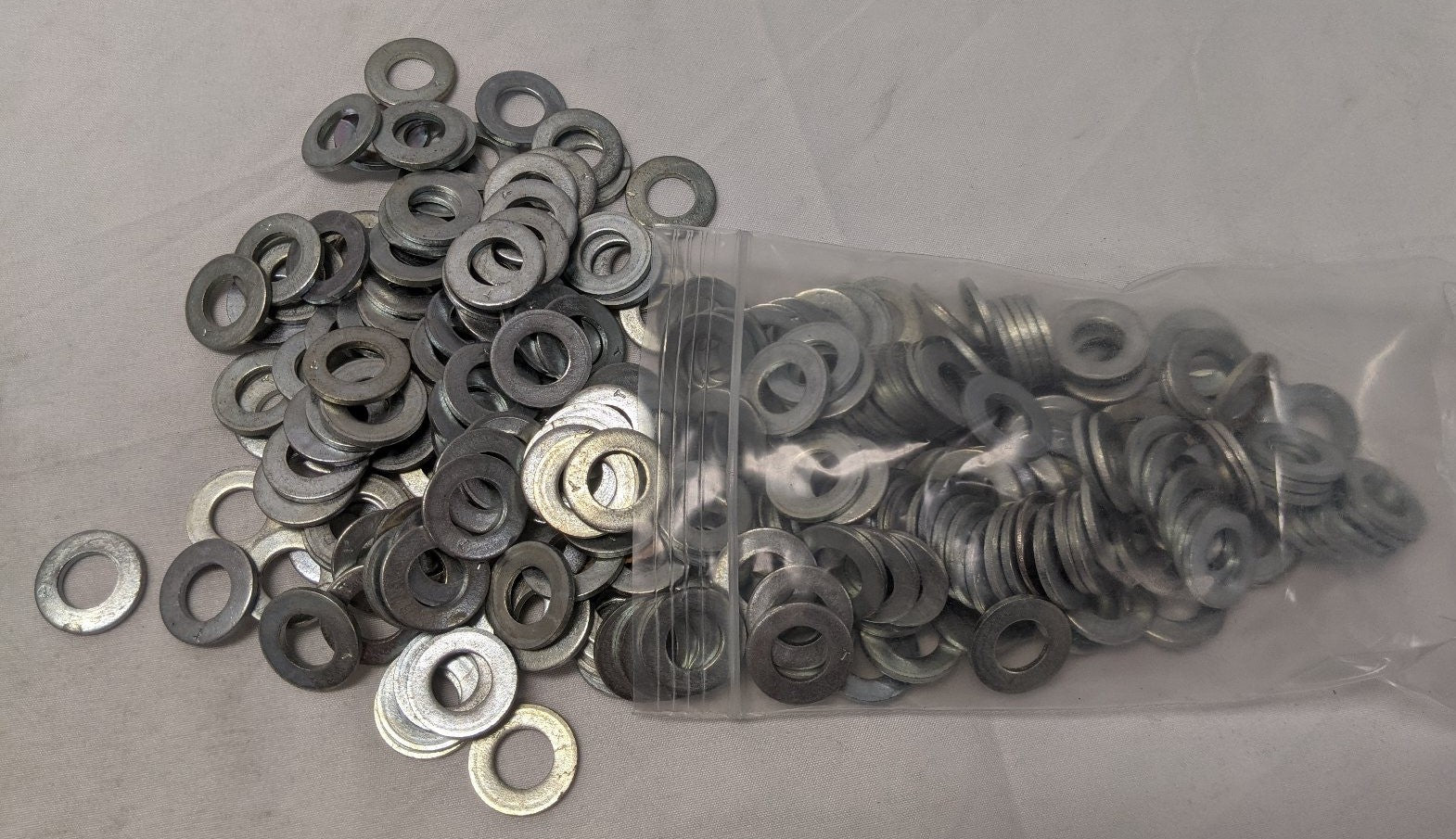 3/8" Zinc Plated Steel Flat Washers - Lot of 250 - 13/16" OD Corrosion Resistant