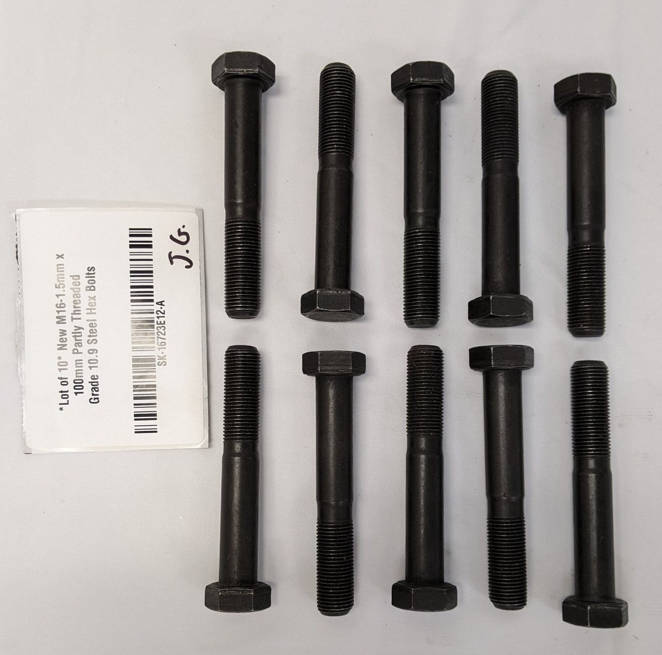 Grade 10.9 Hex Bolts M16-1.5mm x 100mm Black Oxide | Lot 10