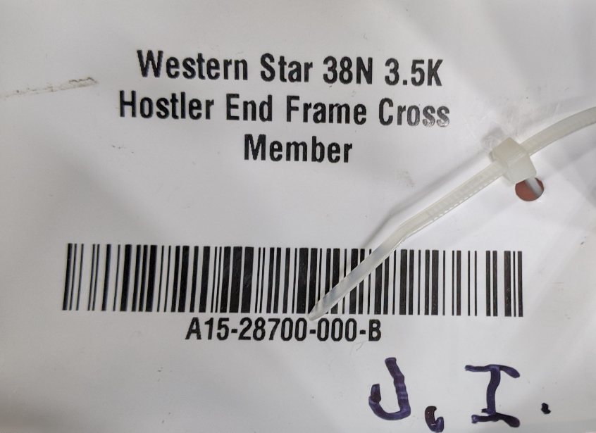 Western Star 38N 3.5K Hostler End Frame Cross Member - P/N A15-28700-000 (9912015520060)