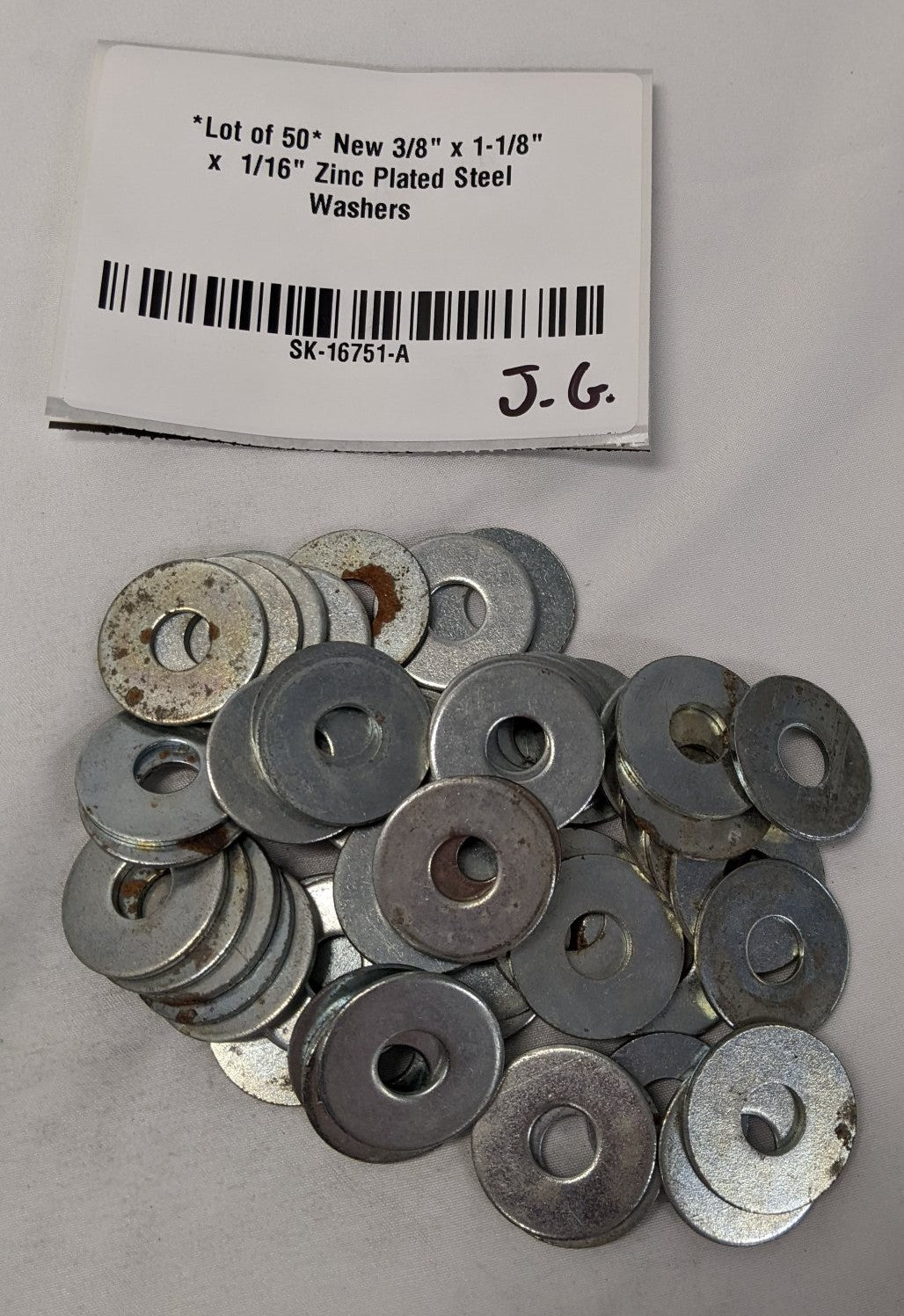 *Lot of 50* 3/8" x 1-1/8" x  1/16" Zinc Plated Steel Washers