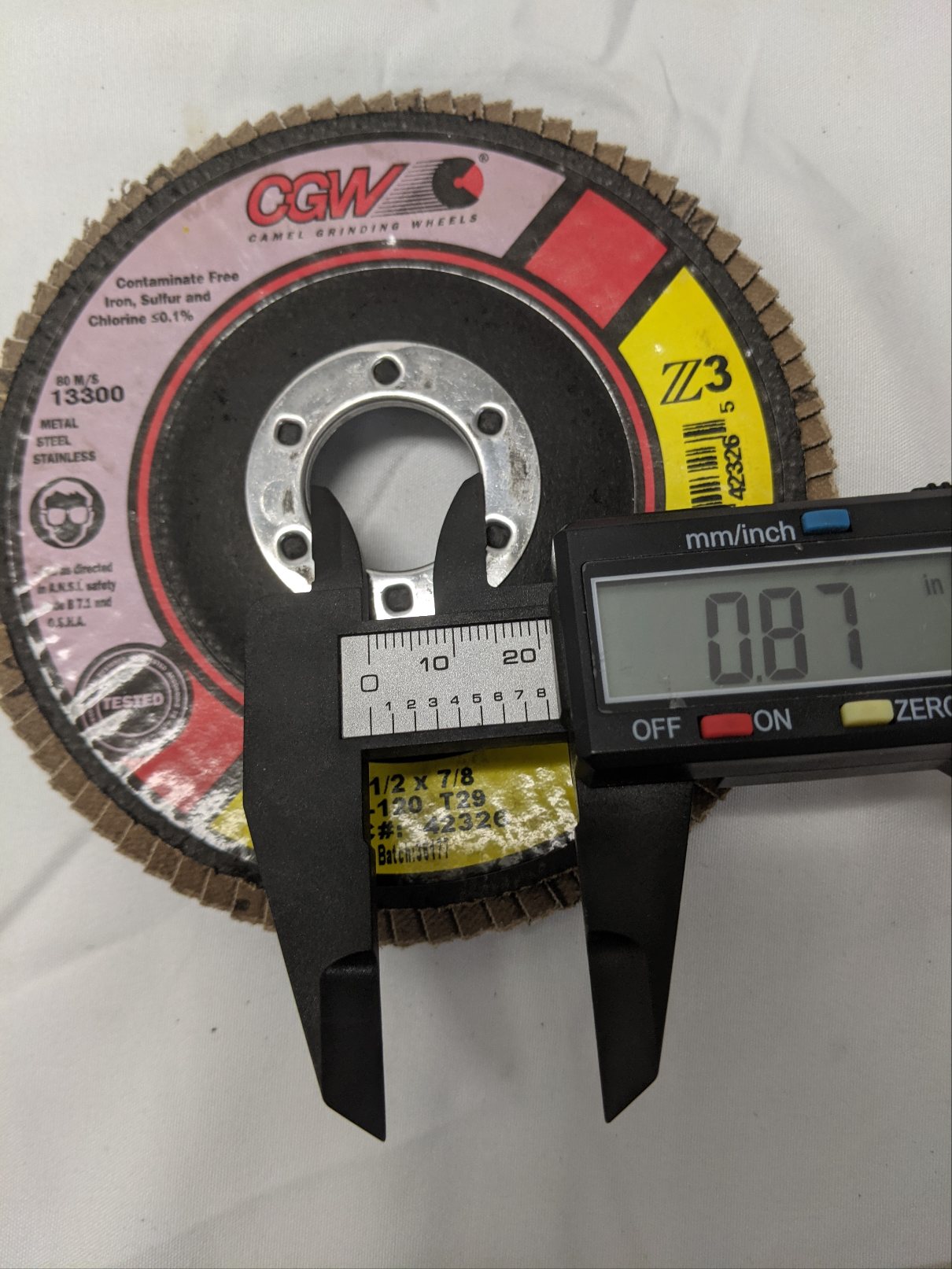 CGW 4-1/2" x 7/8" Flap Discs - T29 Z3, 120 Grit, 13300 RPM, Lot of 10