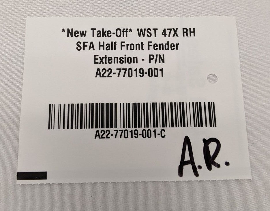 *New Take-Off* WST 47X SFA RH Half Front Fender Extension - P/N A22-77019-001