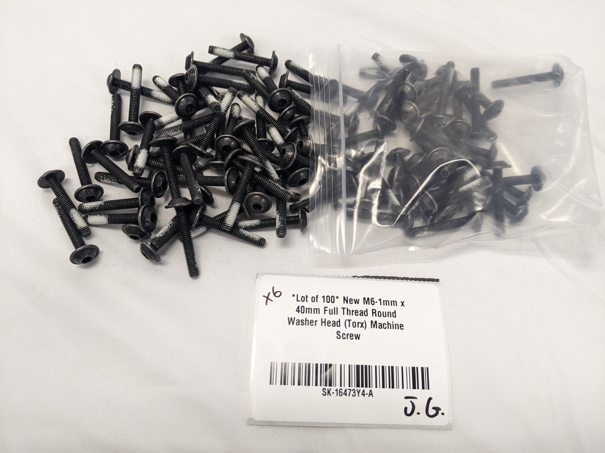 *Lot of 100* New M6-1mm x 40mm Full Thread Round Washer Head (Torx) Machine Screw