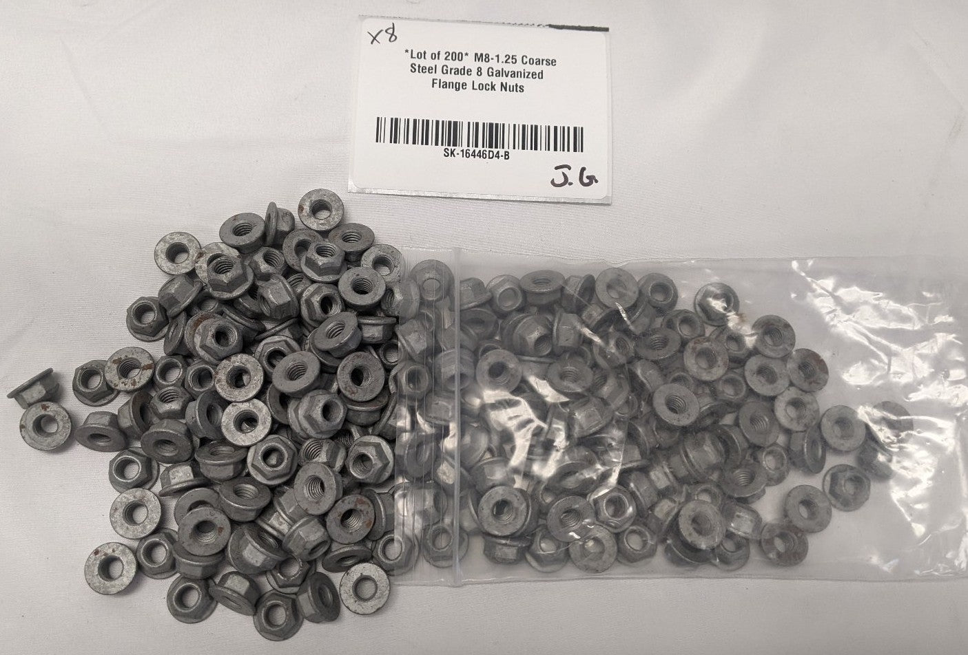 *Lot of 200* M8-1.25 Coarse Steel Grade 8 Galvanized Flange Lock Nuts