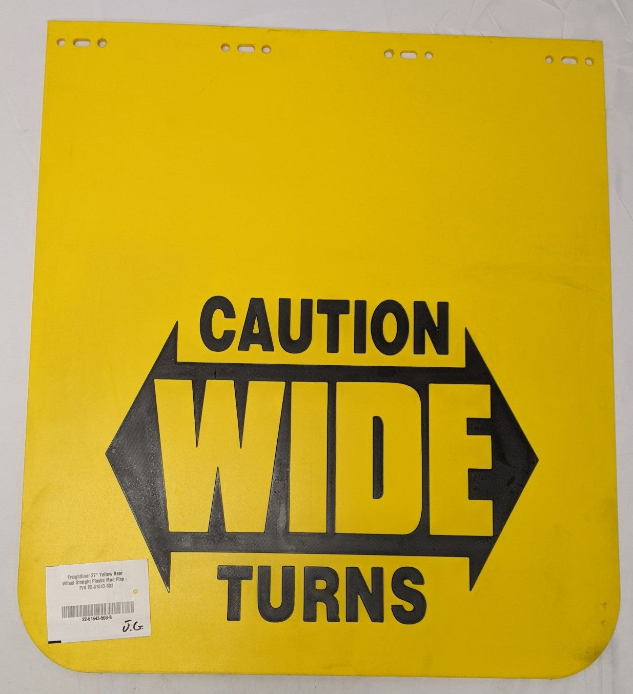 Freightliner 27" Yellow Caution Wide Turns Mud Flap 22-61643-503