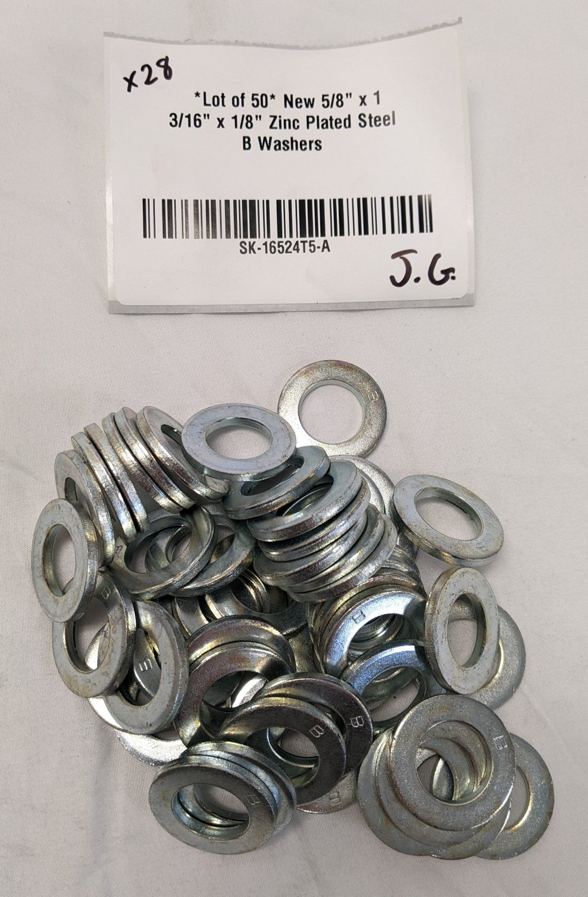 50 Zinc Plated Steel B Washers 5/8" x 1-3/16"