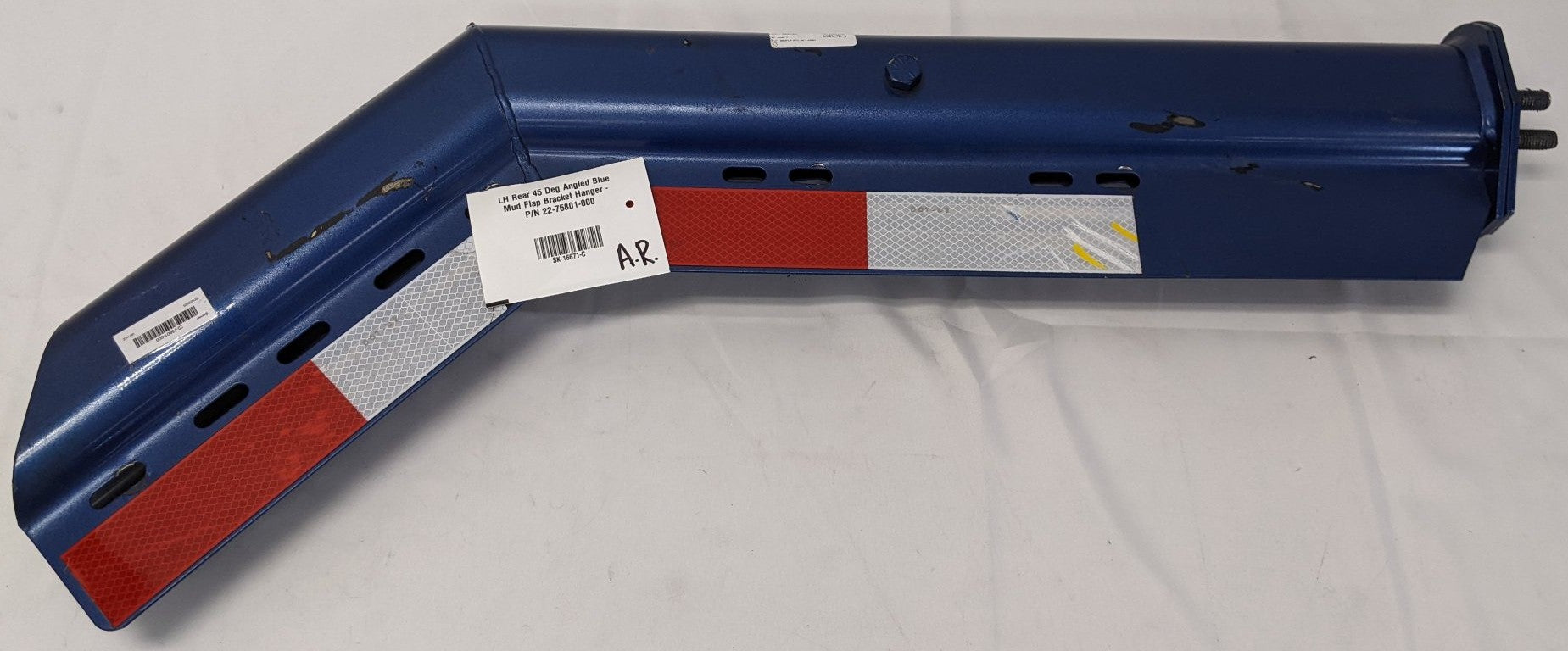 Used FTL LH Rear 45° Angled Blue Mud Flap Bracket Hanger - P/N 22-75801-000