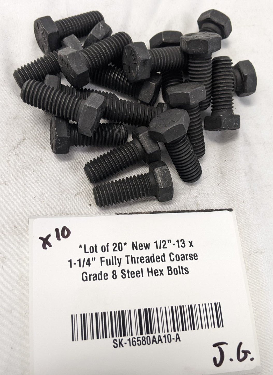 *Lot of 20* New 1/2"-13 x 1-1/4" Fully Threaded Coarse Grade 8 Steel Hex Bolts