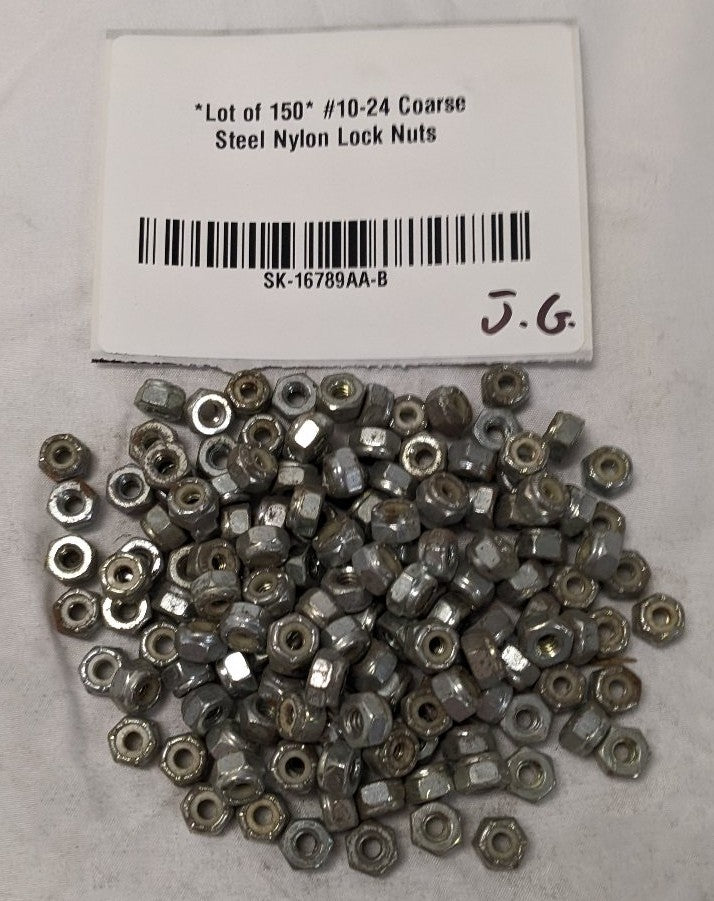 #10-24 Nylon Lock Nuts Coarse Steel Zinc Lot of 150