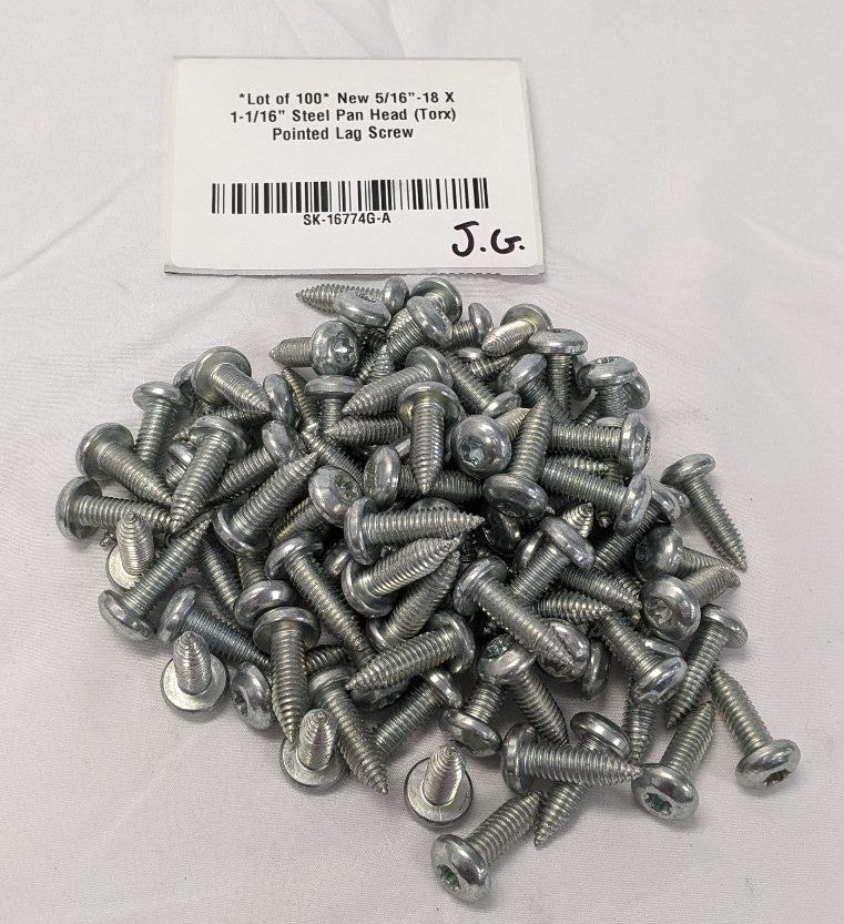 5/16"-18 x 1-1/16" Torx T40 Pan Head Lag Screws Zinc Lot 100