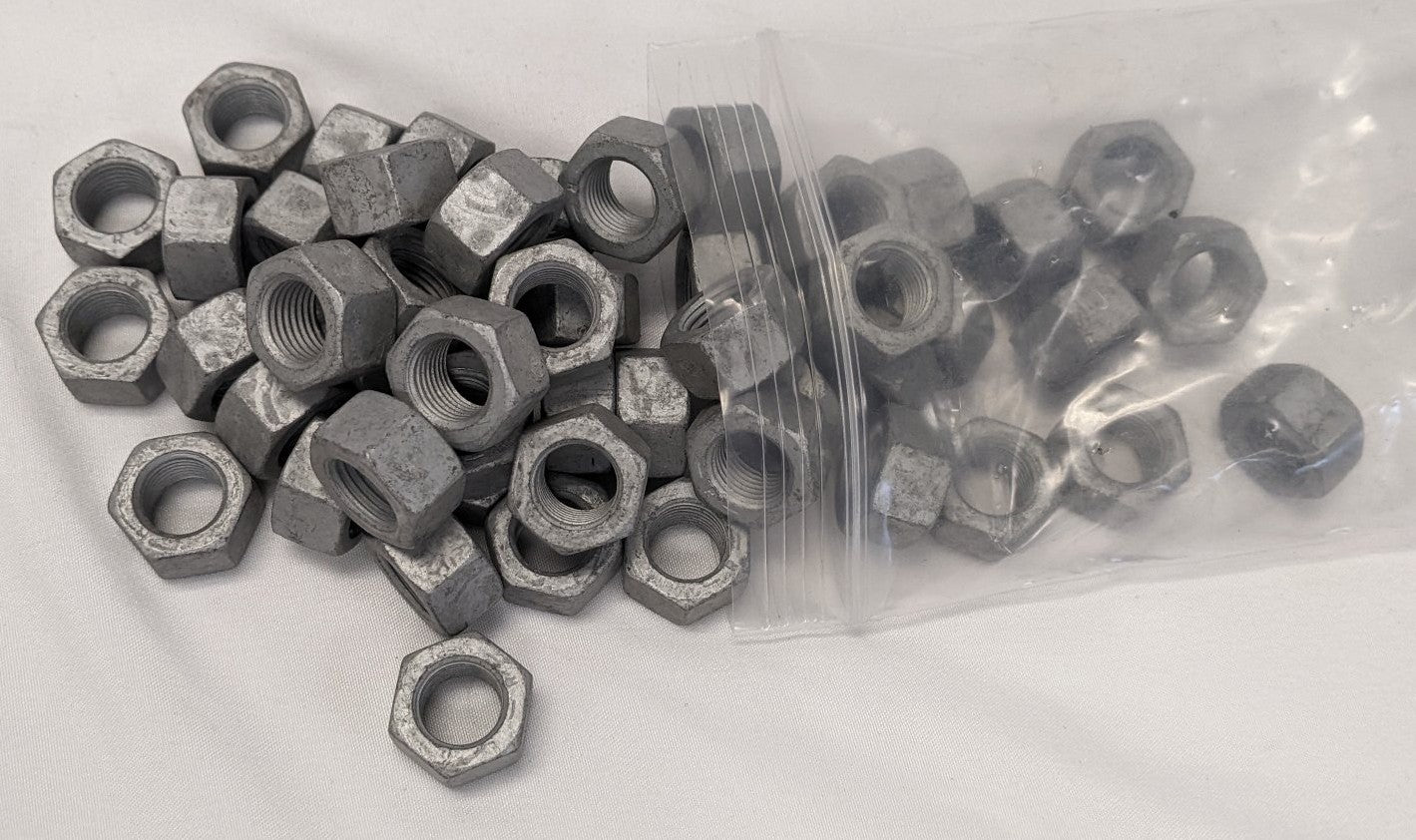 *Lot of 50* New 1/2"-20 Fine Threaded Grade 8 Steel Galvanized Nuts