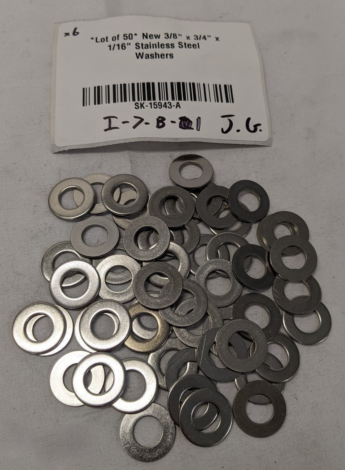 *Lot of 50* New 3/8" x 3/4" x 1/16" Stainless Steel Washers