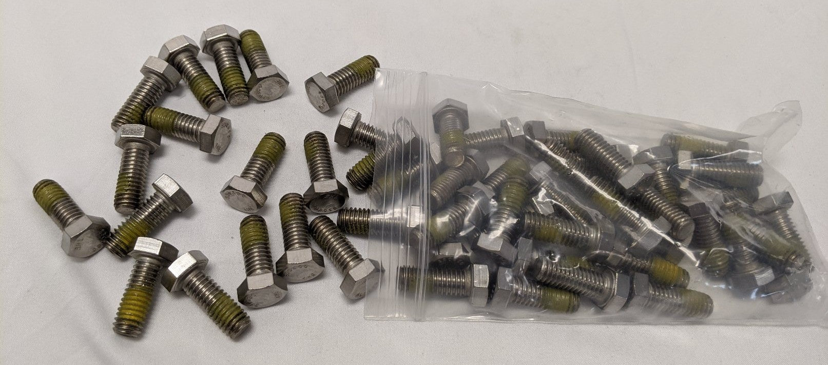 3/8"-16 x 1" Stainless Steel Hex Bolts - 18-8 (304), Fully Threaded, Lot of 50