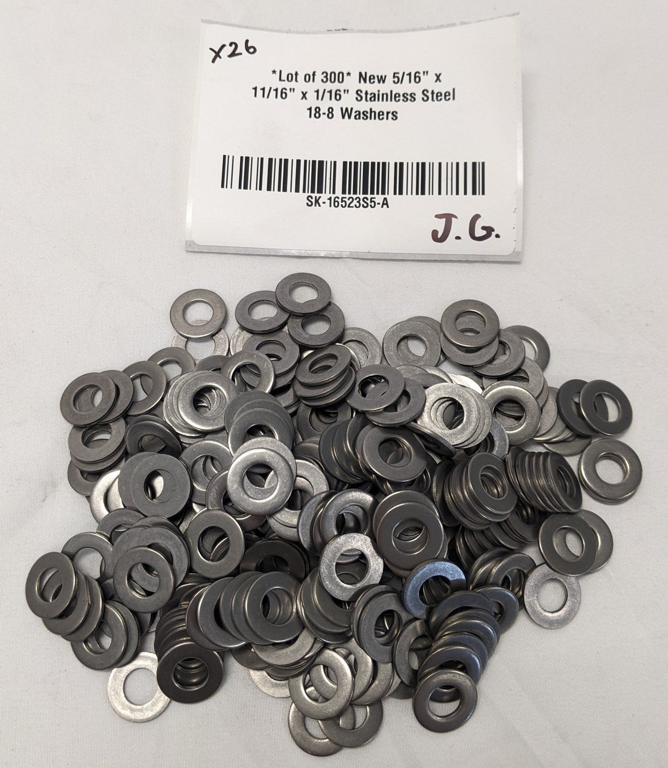 *Lot of 300* New 5/16" x 11/16" x 1/16" Stainless Steel 18-8 Washers