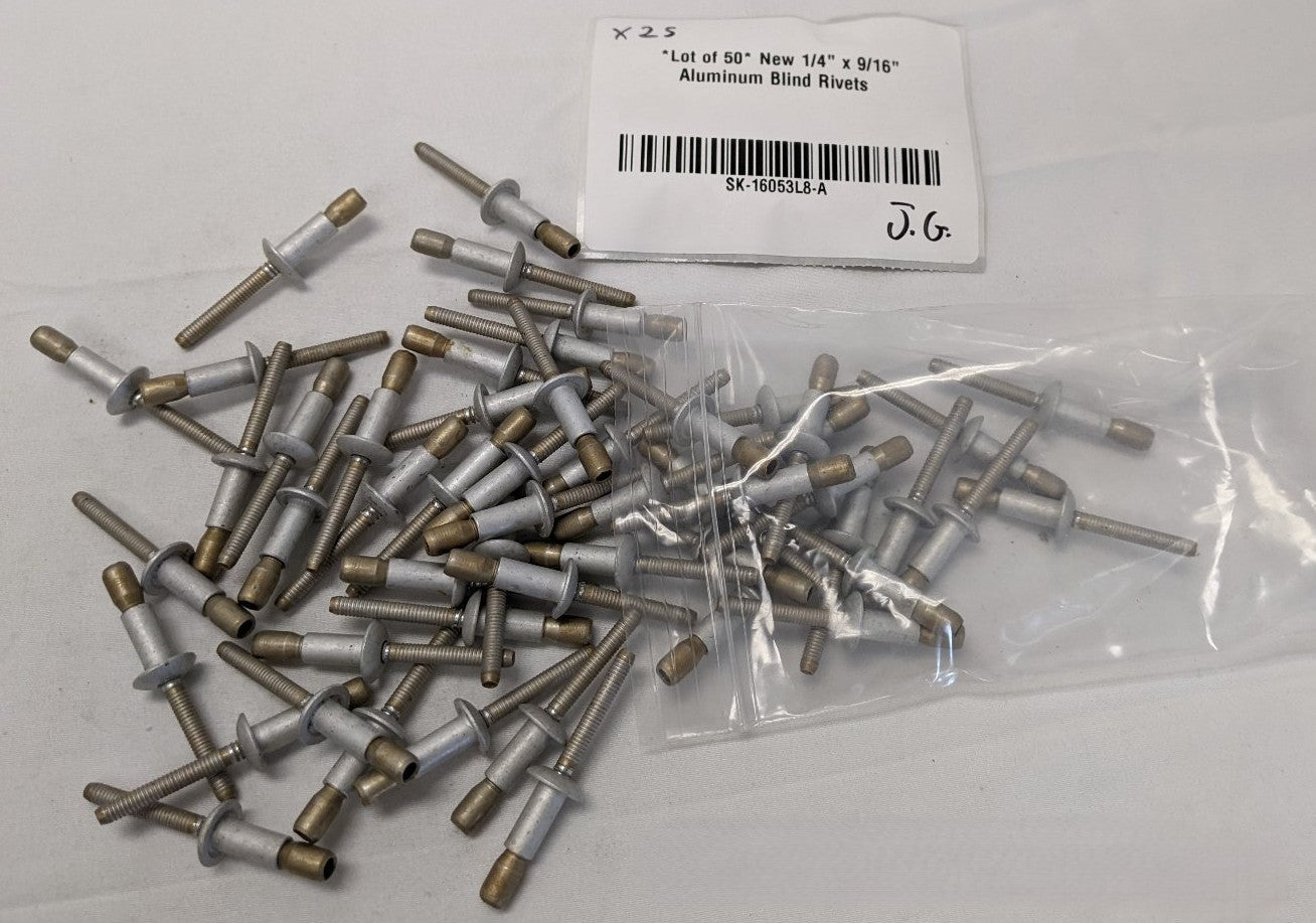 *Lot of 50* New 1/4" x 9/16" Aluminum Blind Rivets