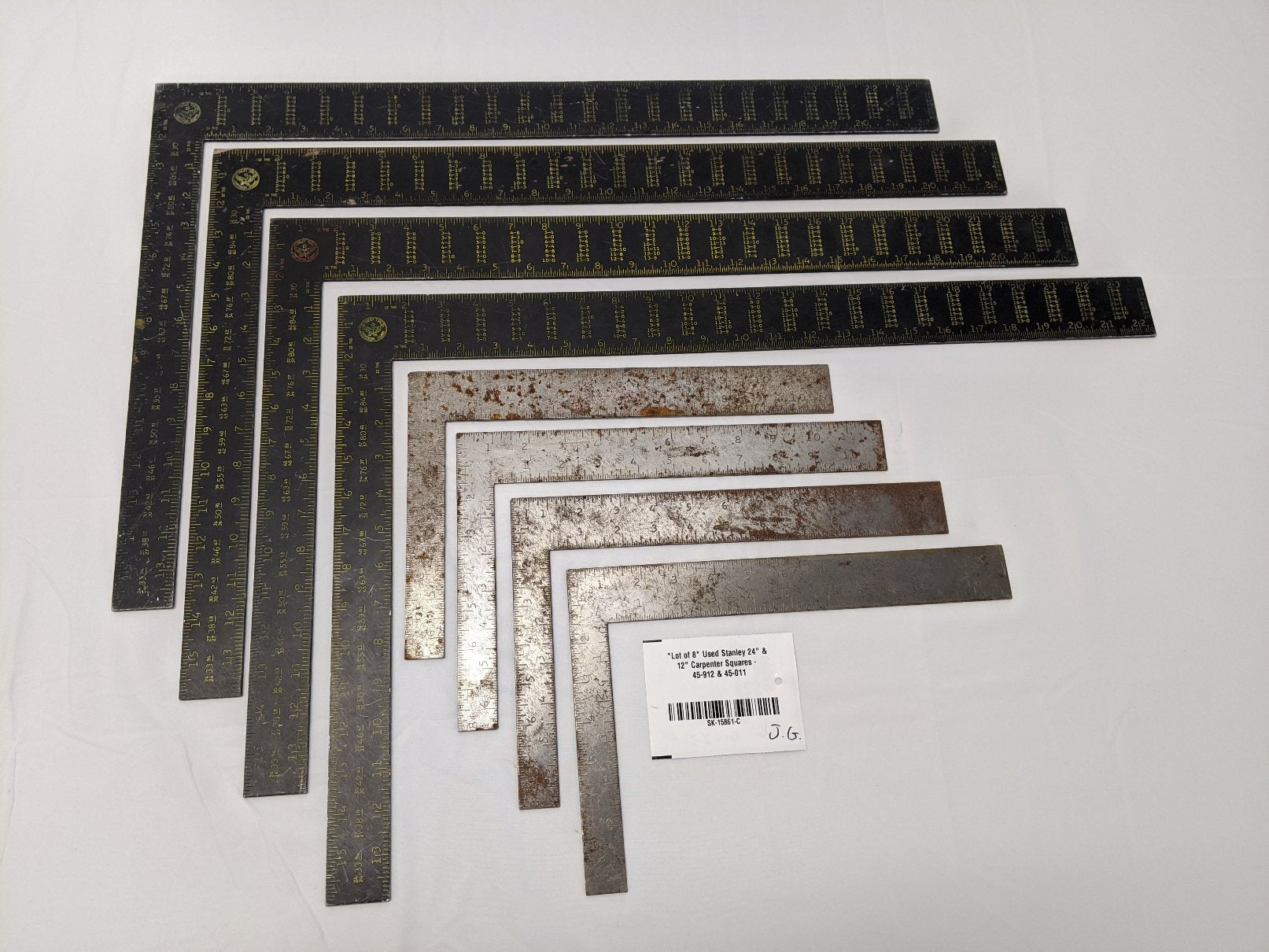 Stanley Carpenter Squares - 24" & 12" Framing Squares, 45-011 & 45-912, Lot of 8
