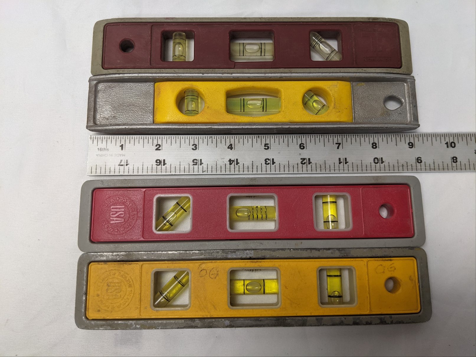 9" Magnetic Torpedo Level Lot - 4pc - Johnson, Ridgid, Stanley