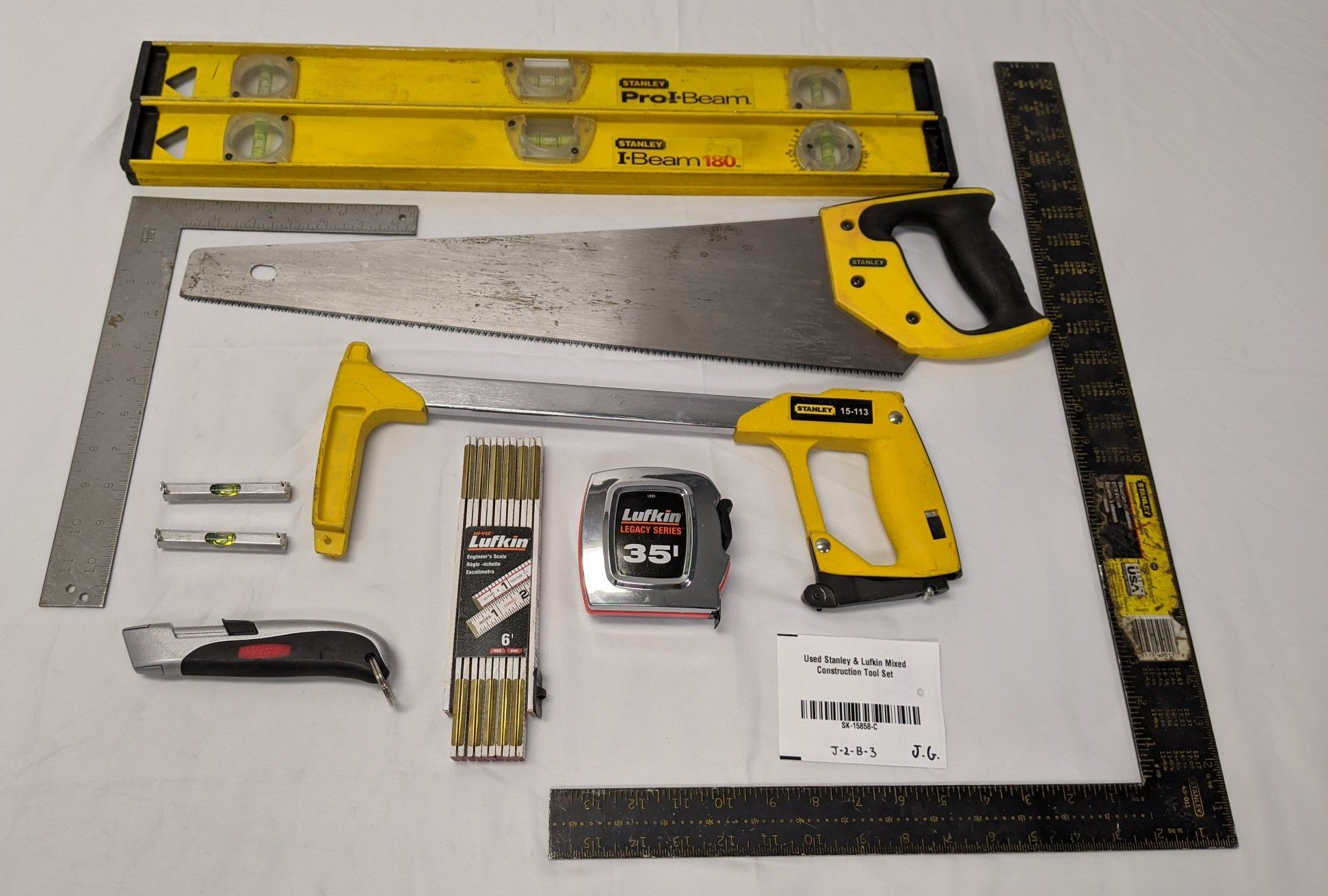 Stanley Lufkin Construction Tool Set 11 Piece - Levels Saws Squares Tape Measure