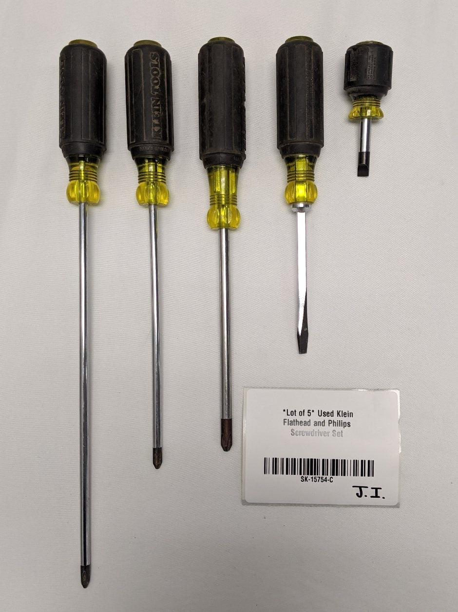 *Lot of 5* Used Klein Flathead and Philips Screwdriver Set