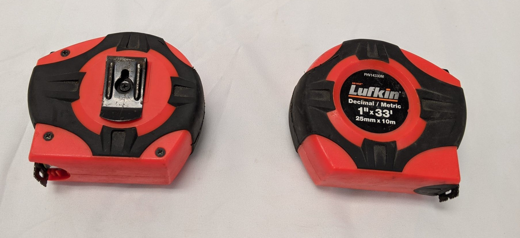 Lufkin Hi-Viz Tape Measure 33 FT Lot of 2 - Decimal Metric 1" Blade PHV1433DM