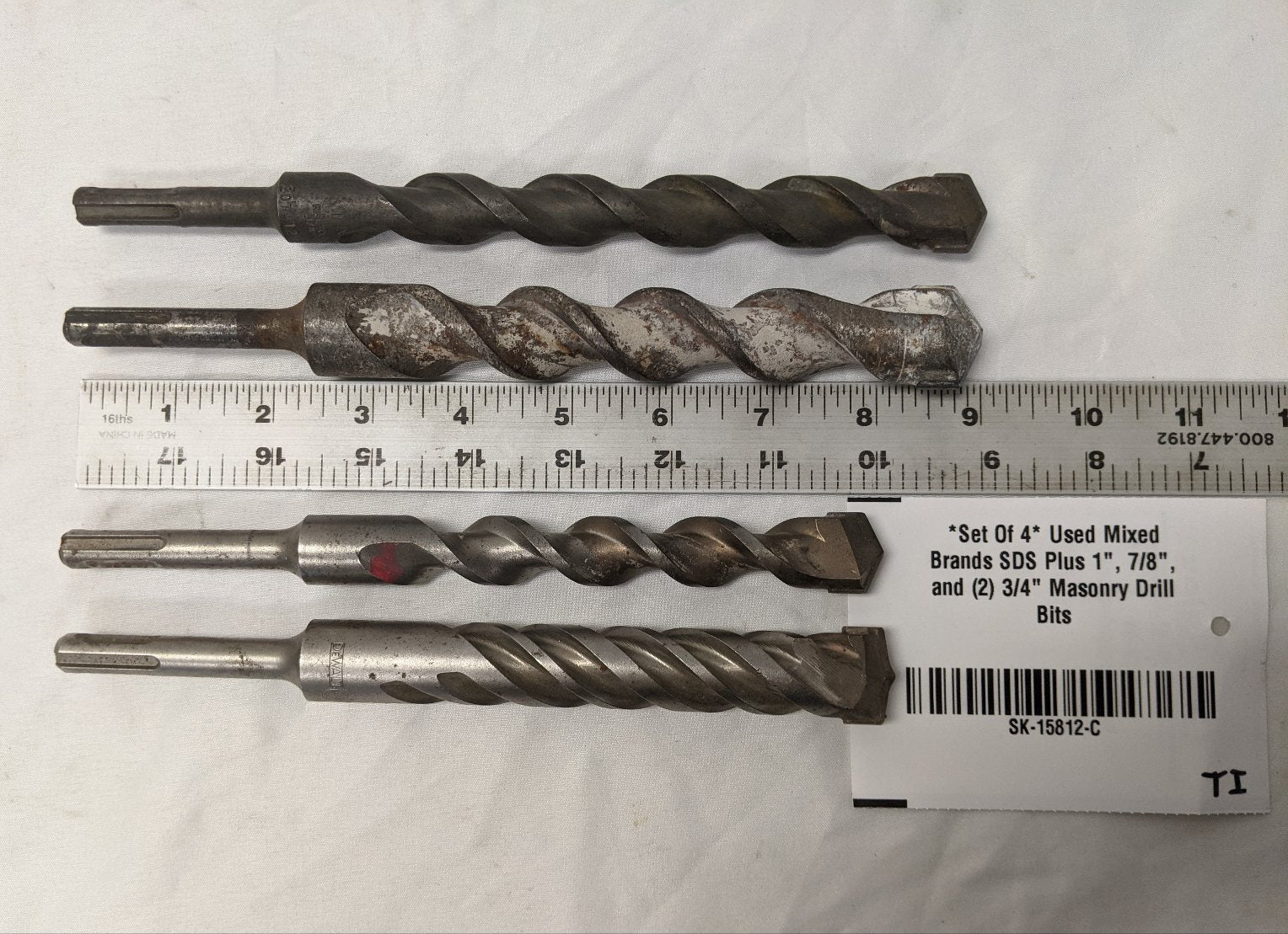 SDS Plus Masonry Drill Bit Set 4pc 1" 7/8" 3/4" - DW5453