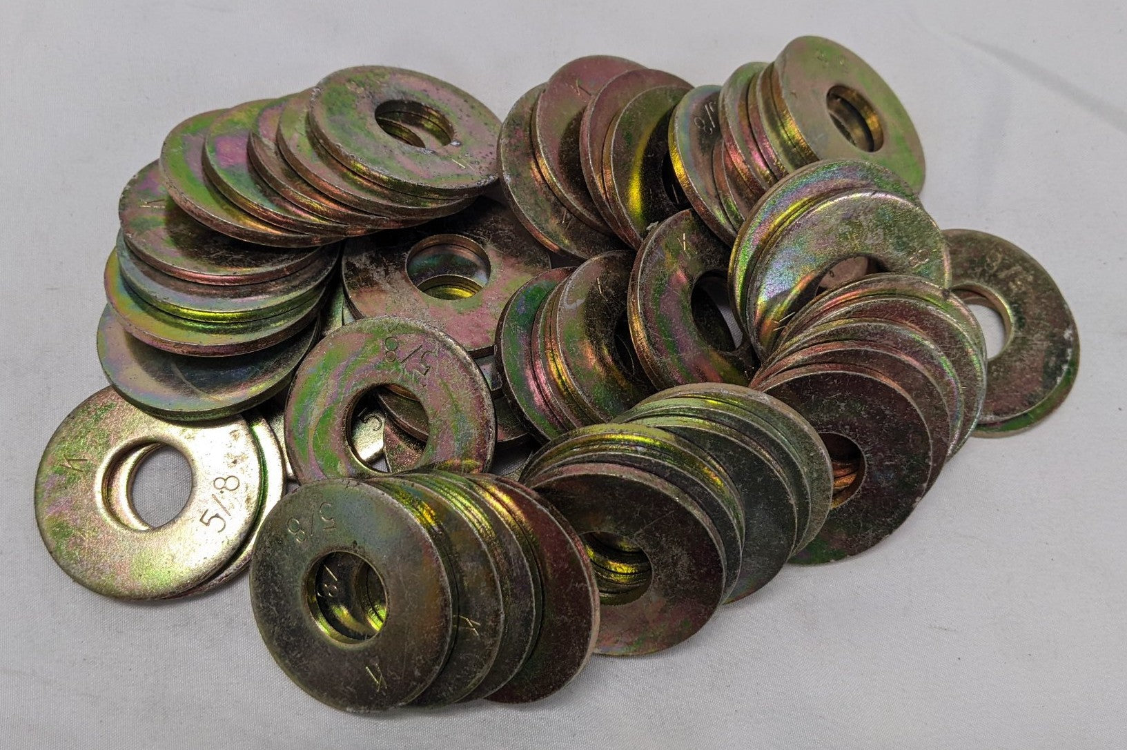 50 Yellow Zinc Steel Flat Washers 5/8"