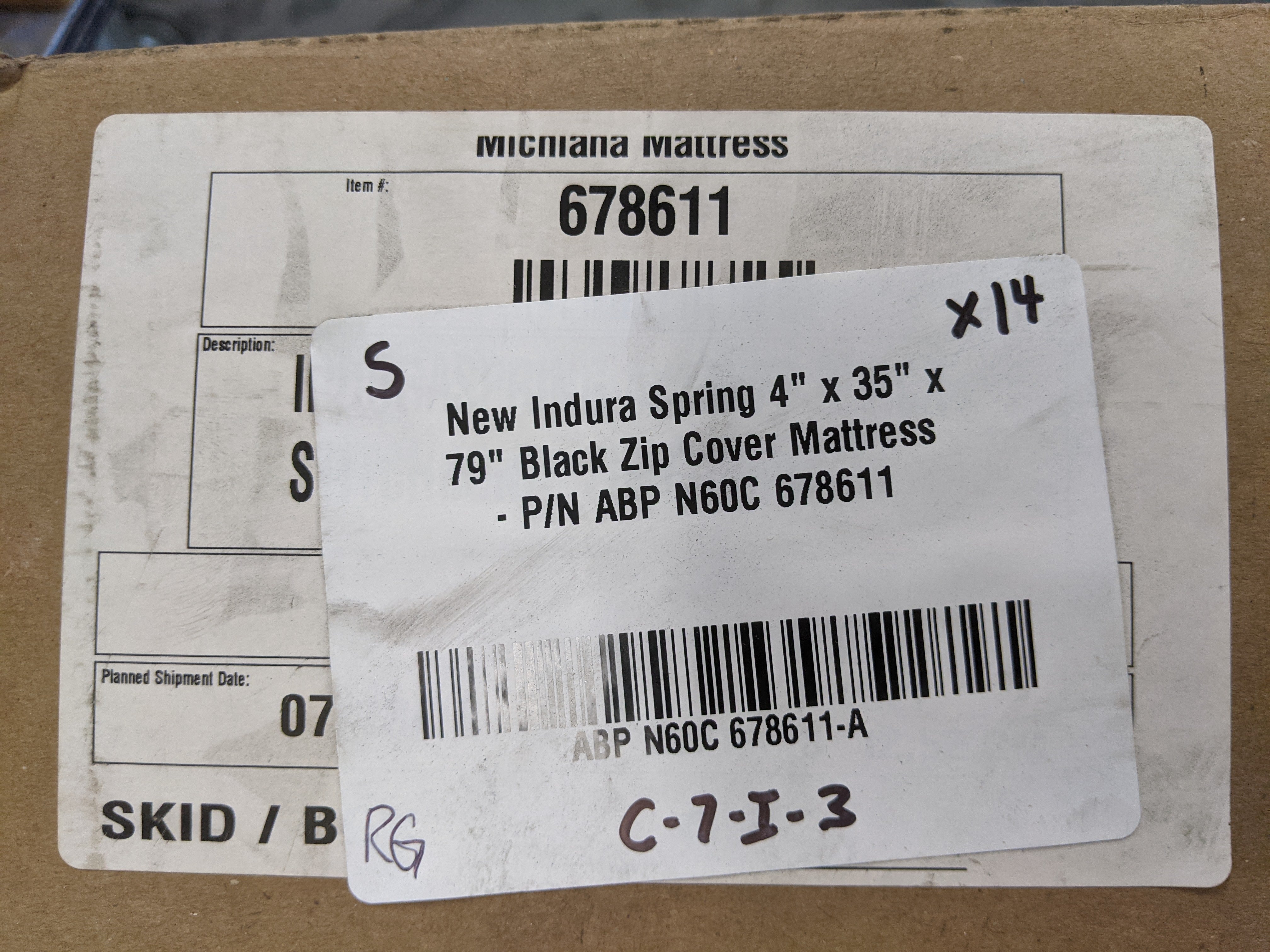 New Indura Spring 4" x 35" x 79" Black Zip Cover Mattress - P/N ABP N60C 678611 (10118317375804)