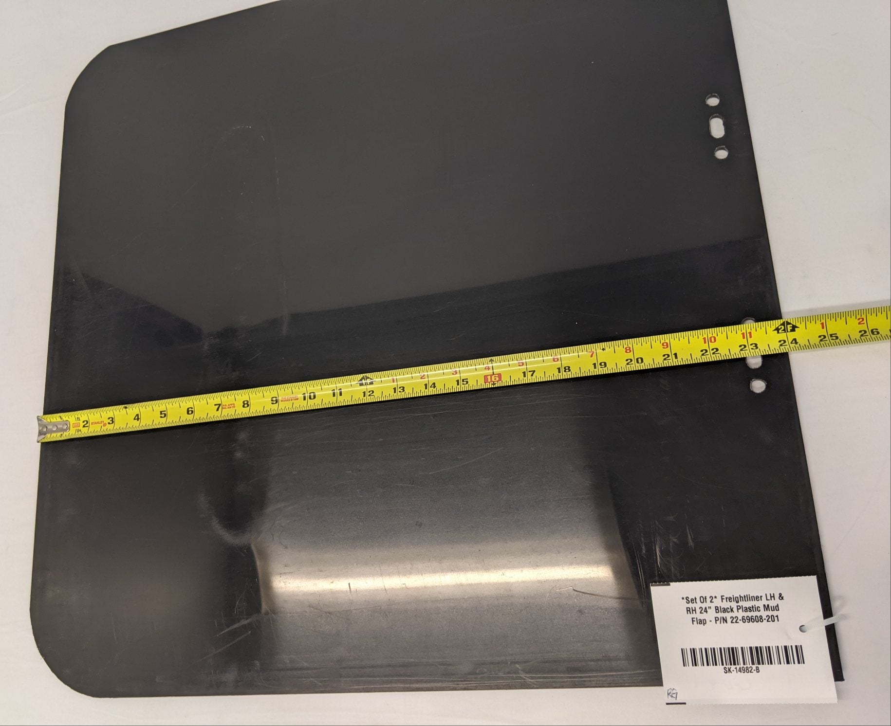 *Set Of 2* Freightliner LH & RH 24" Black Plastic Mud Flap - P/N 22-69608-201 (10131075334460)