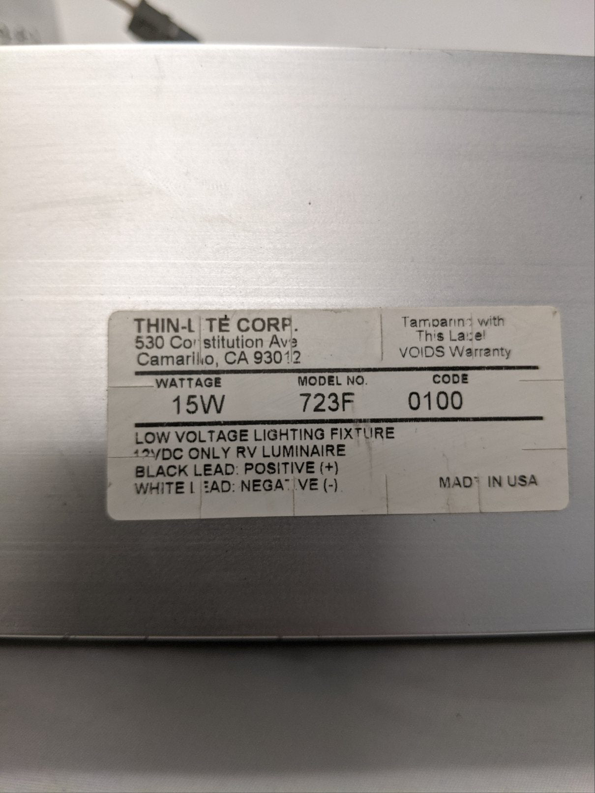 Damaged Thin-Lite Freightliner FLD Fluorescent Interior Light - P/N TLC 723F