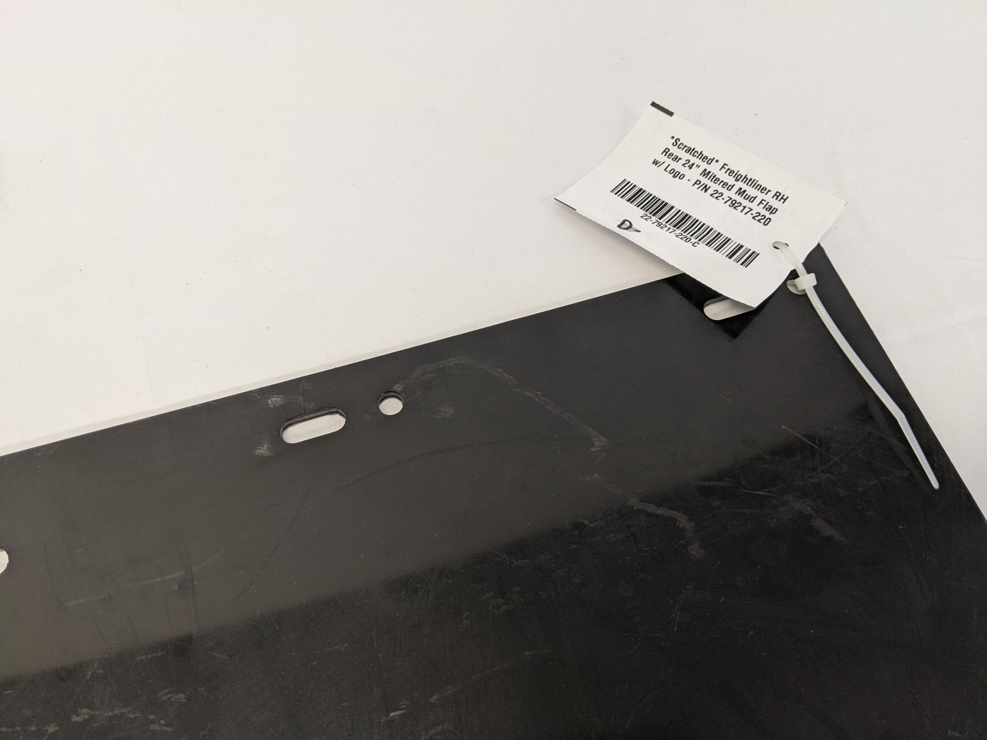 *Scratched* Freightliner RH Rear 24" Mitered Mud Flap w/ Logo - P/N 22-79217-220 (10131185762620)
