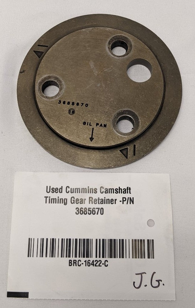 Used Cummins Camshaft Timing Gear Retainer | P/N 3685670