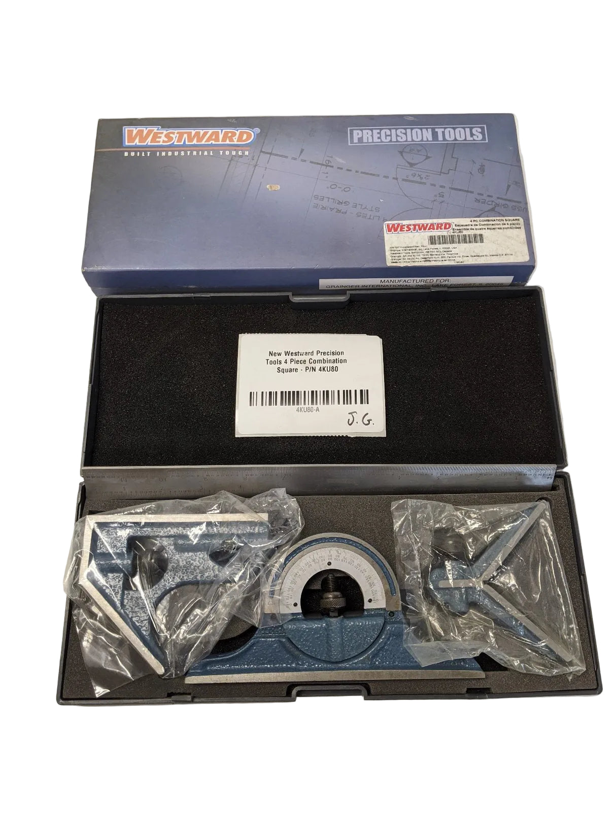 Westward 4 Piece Combination Square Set 12" Ruler - 4KU80